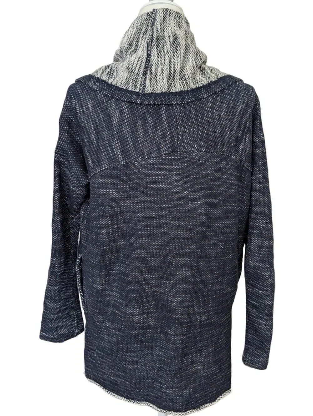 Lucky Brand Womens Navy Blue Heather Gray Open Front Shawl Collar Cardigan Small